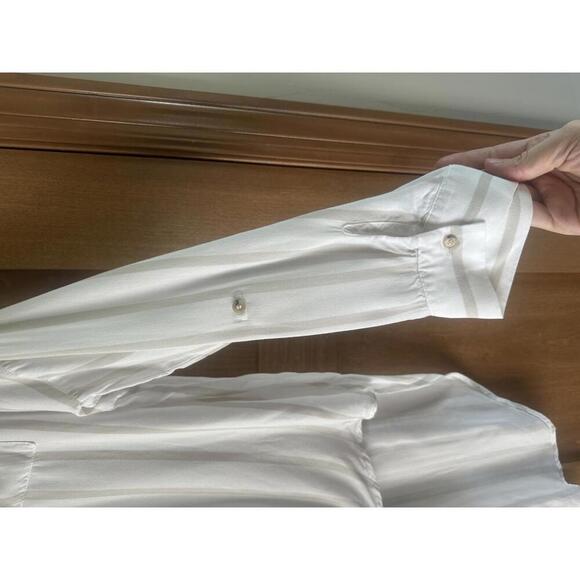 Maeve Anthropologie Sandbridge Striped Tie Front Button Down Tunic Blouse Medium - Picture 4 of 13